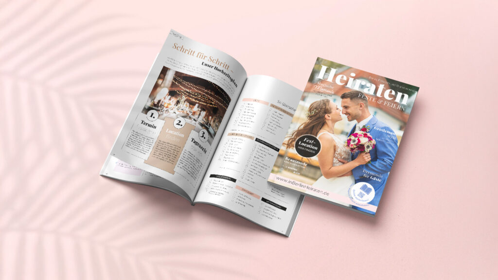 Das Magazin Heiraten verbindet zusammen mit dem Online-Portal meinHochzeitsRatgeber.de regionale Hochzeitsplanung, Dienstleister und Hochzeitsmessen.