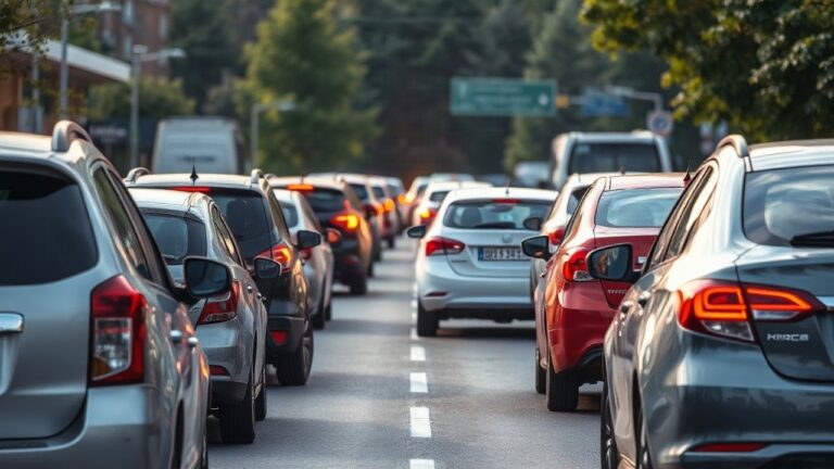 Stau auf einer Autobahn in Nordrhein-Westfalen zeigt den dichten Verkehr zum Ferienstart NRW Stau am Wochenende – Symbolbild, KI-erzeugt