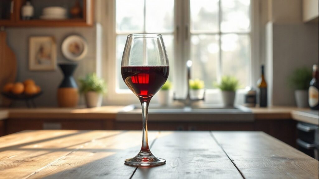 Ein Glas Rotwein und eine Flasche Bier auf einem Holztisch verdeutlichen den Zusammenhang zwischen Alkohol und Arthrose aus einer neuen Studie – Symbolbild, KI-erzeugt
