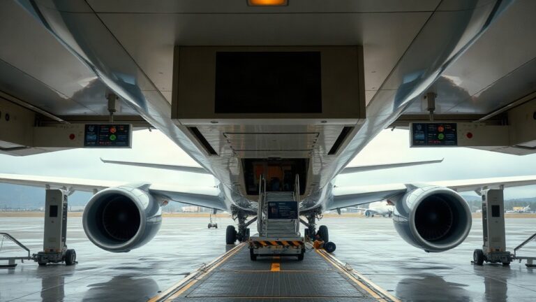 Ein leerer Fluggastbrücke führt zu einem Flugzeug, symbolisch für die Animawings-Insolvenz und den Flugstopp im Oktober – Symbolbild, KI-erzeugt
