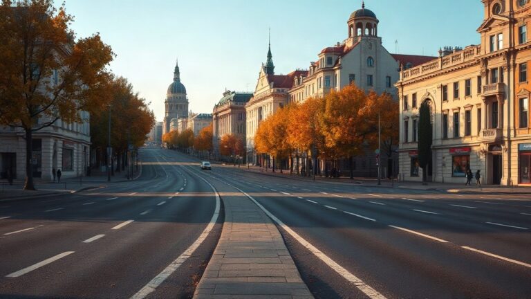 Die leere Ringstraße in Wien während der Sperre des Wiener Rings zeigt den Verkehr wie er still steht – Symbolbild, KI-erzeugt