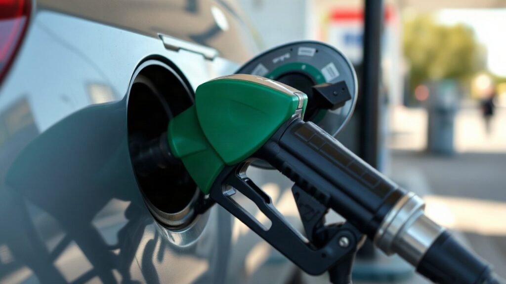Eine Zapfsäule an einer Tankstelle symbolisiert die Erhöhung des Dieselpreises durch den neuen CO2-Preis ab 2027 – Symbolbild, KI-erzeugt