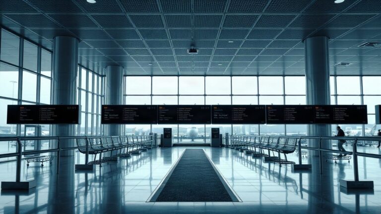 Ein leerer Fluggastbrücken-Gang am Flughafen steht sinnbildlich für die Ryanair-Streichung von Flugverbindungen in Deutschland – Symbolbild, KI-erzeugt
